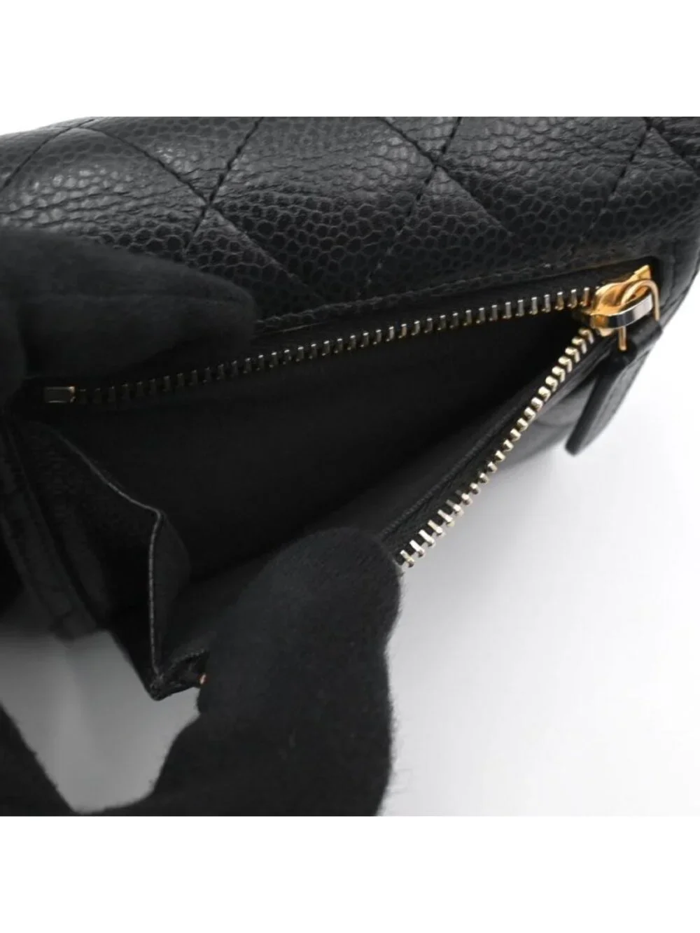 Chanel Quilted CC Logo Trifold Wallet Compact Classic Black